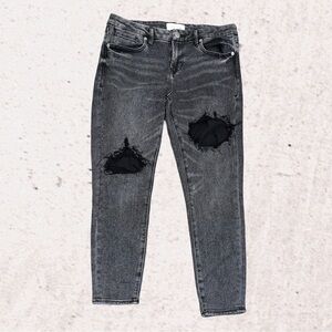 Dear John Gray Ankle Cropped Distressed Jeans